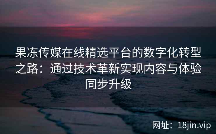 果冻传媒在线精选平台的数字化转型之路：通过技术革新实现内容与体验同步升级